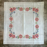Red Rose Cross-Stitched Table Topper Red Rose Cross-Stitched Table Topper