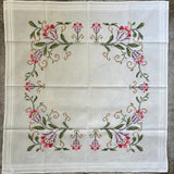 Pink Tulip Cross Stitch Table Topper Pink Tulip Cross Stitch Table Topper