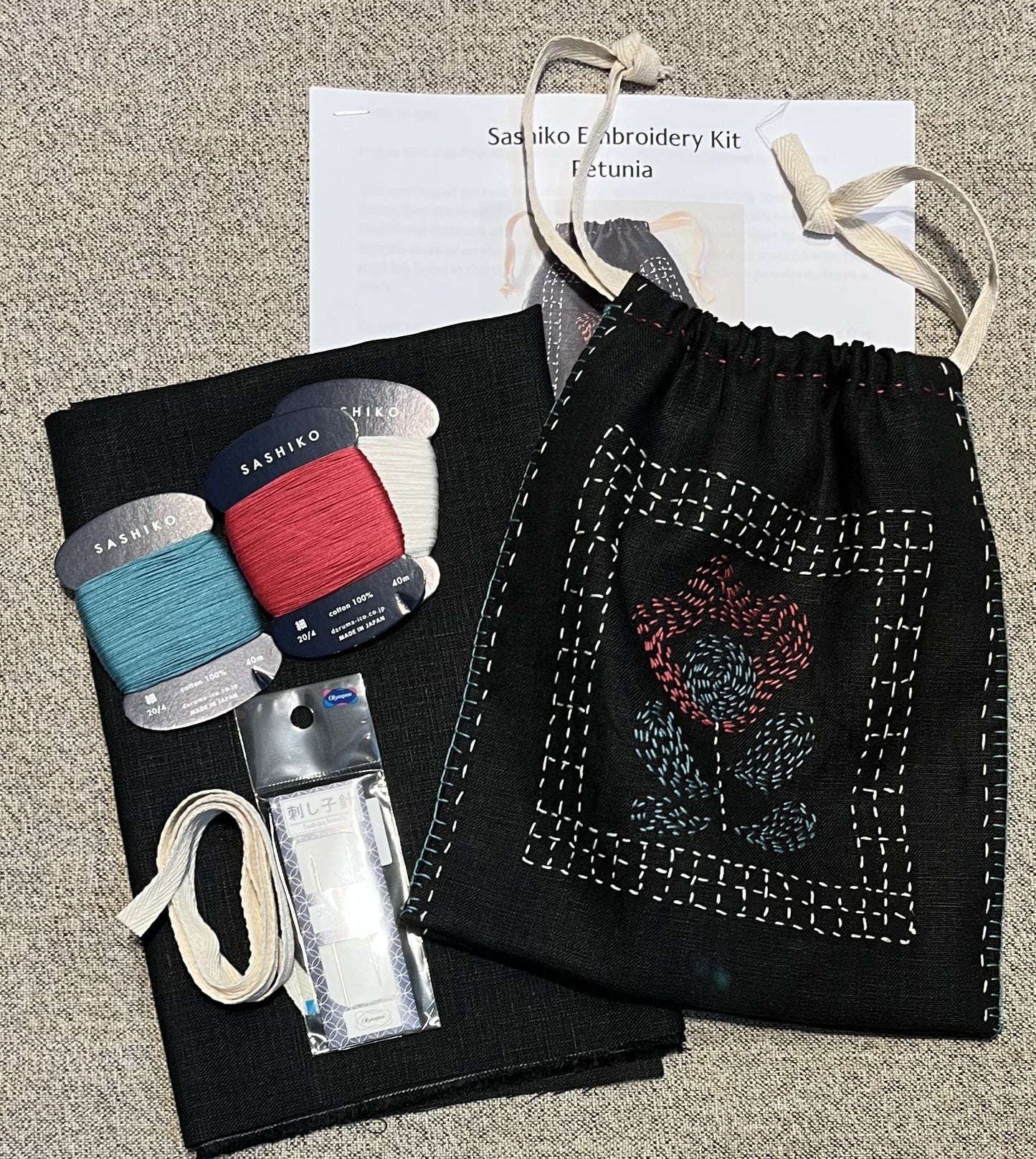 Sashiko Embroidery Kit - Petunia