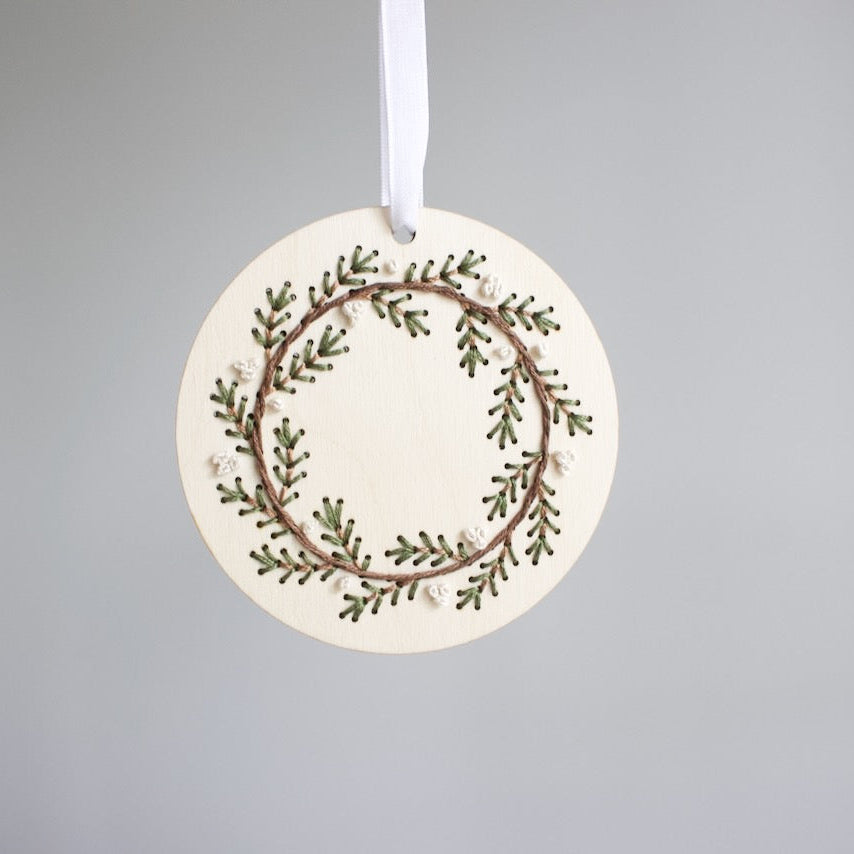 Pine Wreath Ornament - Embroidery Kit