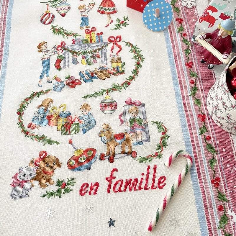 Christmas Family - Linen Tea Towel