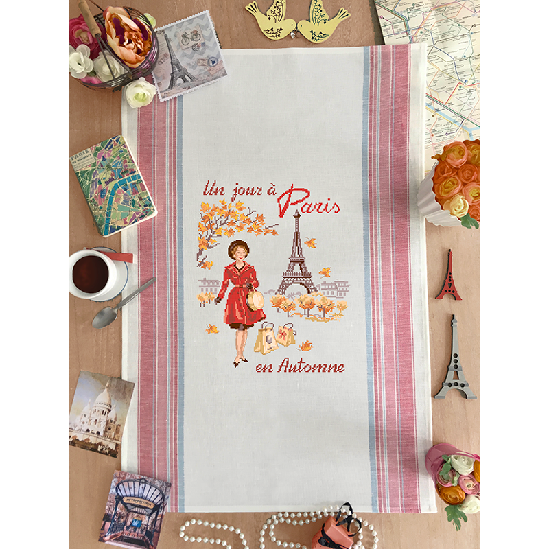 Autumn Day in Paris - Linen Tea Towel