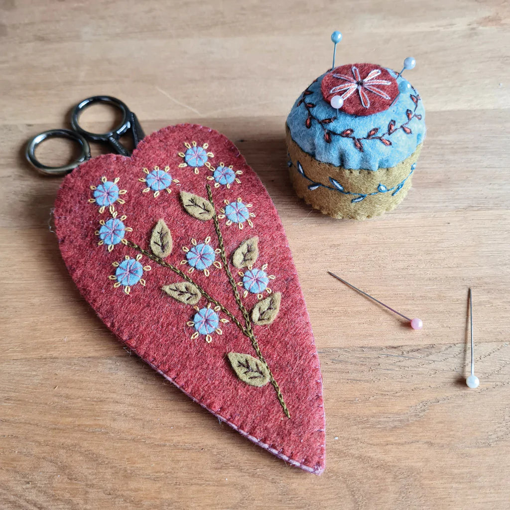 Embroidered Scissor Pouch and Mini Pin Cushion Kit