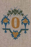 "O" stamped on linen "O" stamped on linen
