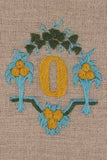 "O" stamped on linen "O" stamped on linen