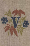 "V" stamped on linen "V" stamped on linen