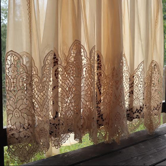 Antique Belgian Lace Curtain - Handmade Bruges Duchess Lace