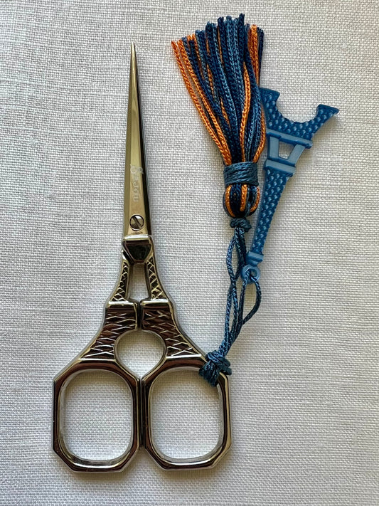 Eiffel Tower Embroidery Scissors - Chrome/Blue