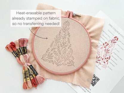 Pink Christmas Tree Embroidery Kit
