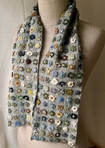 Grey Flower Scarf