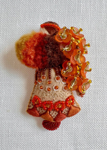 Floral Angel - Orange & Brown