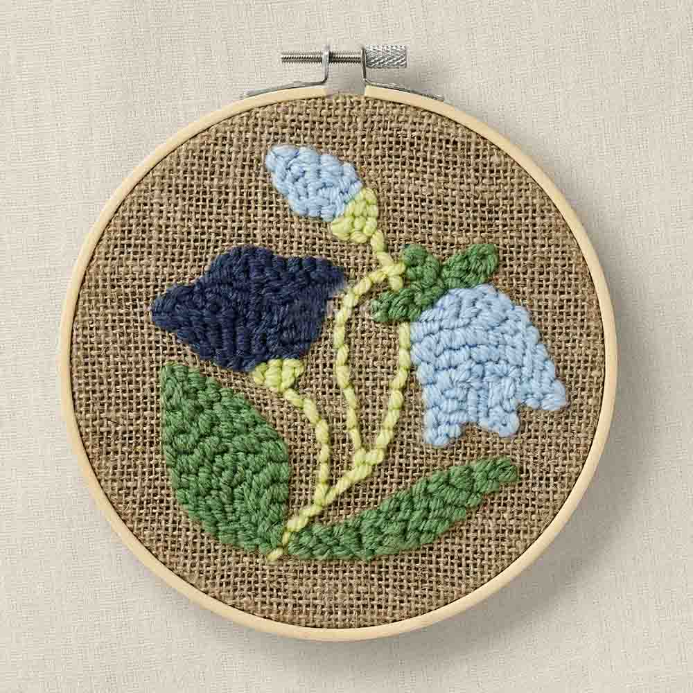 Blue Flowers Punch Needle Kit