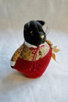 Black Cat in collared shirt Pin Cushion