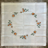 Orange Rosebud Cross Stitch Table Topper