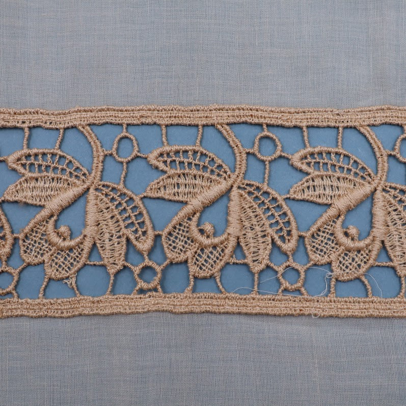 Antique Belgian Linen Curtain - Bruges Guipure Lace Border
