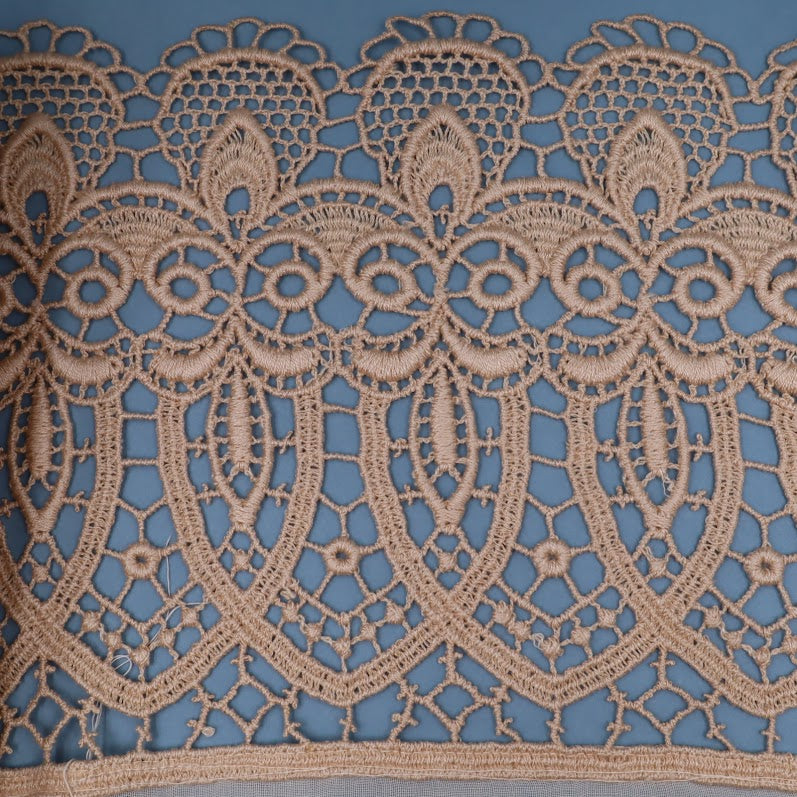 Antique Belgian Linen Curtain - Bruges Guipure Lace Border