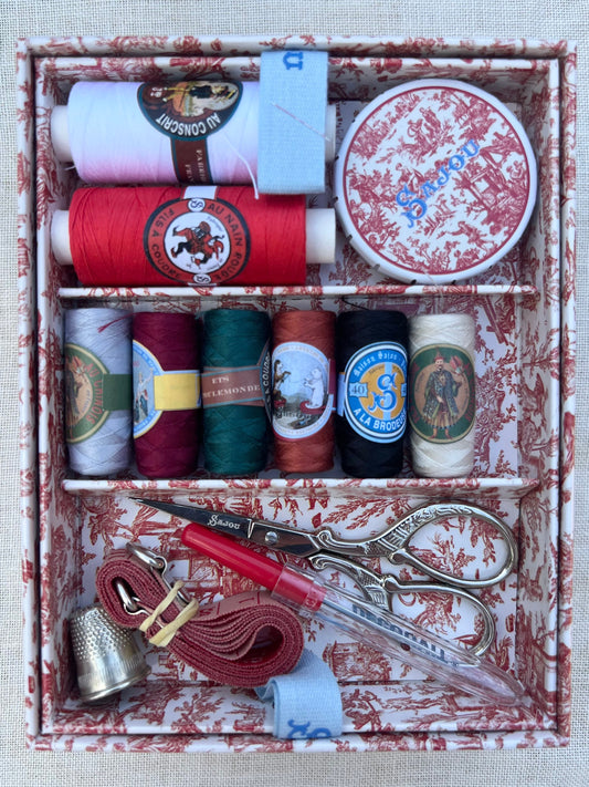 Stocked Sewing Box - Red Toile de Jouy