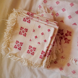 Cross Stitched Napkins and Tablecloth Set