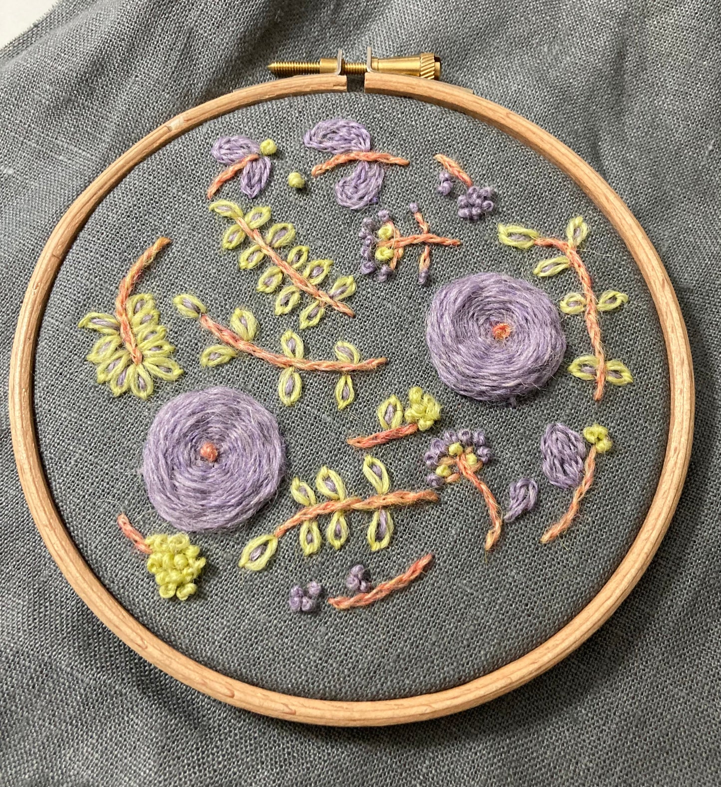 Lilac Chrysanthemum - Embroidery Drawstring Bag Kit