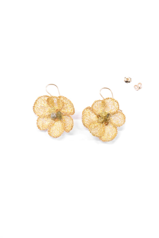 Green Hana Pendant Earrings
