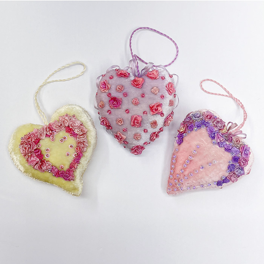 Pastel Candies - Heart Ornament Trios