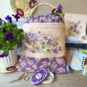 Tender Violet Pouch - Linen Drawstring