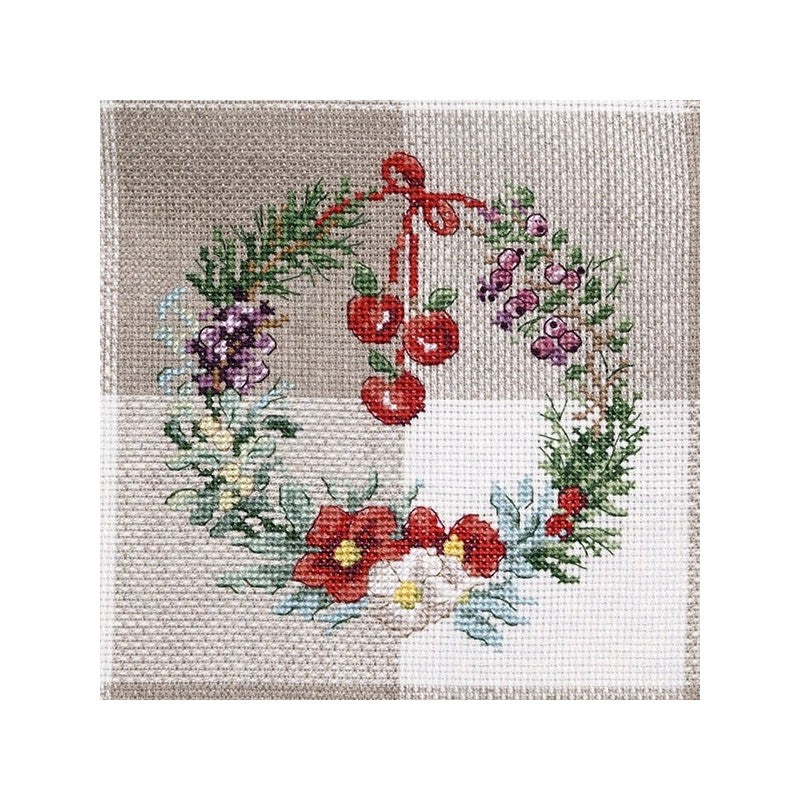 Christmas Wreaths - Aida Teal Towel