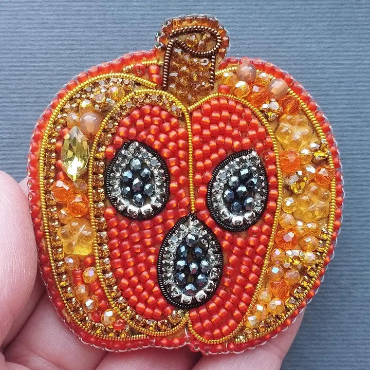 Pumpkin Brooch - Bead Embroidery Kit