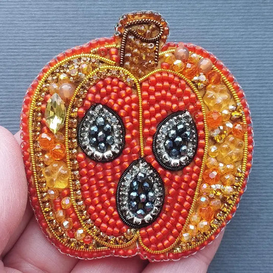 Pumpkin Brooch - Bead Embroidery Kit