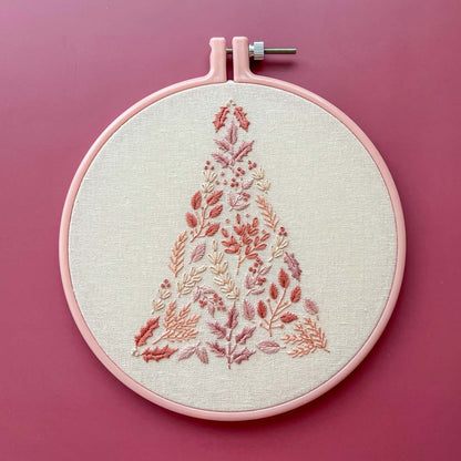 Pink Christmas Tree Embroidery Kit