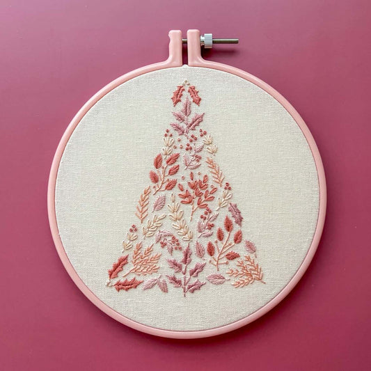 Pink Christmas Tree Embroidery Kit