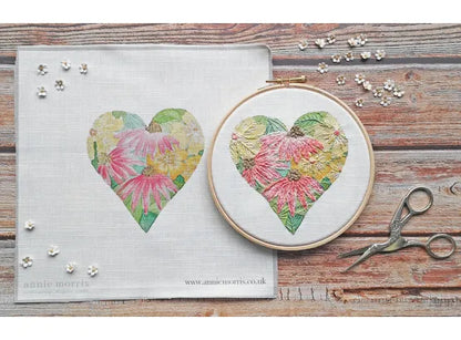 "Echinacea Flower Heart" Embroidery Panel