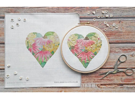 "Echinacea Flower Heart" Embroidery Panel
