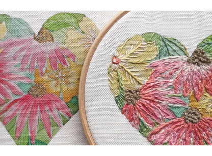 "Echinacea Flower Heart" Embroidery Panel