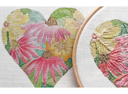 "Echinacea Flower Heart" Embroidery Panel