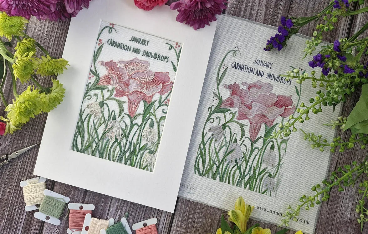 January - Carnation and Snowdrops