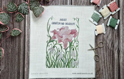 January - Carnation and Snowdrops