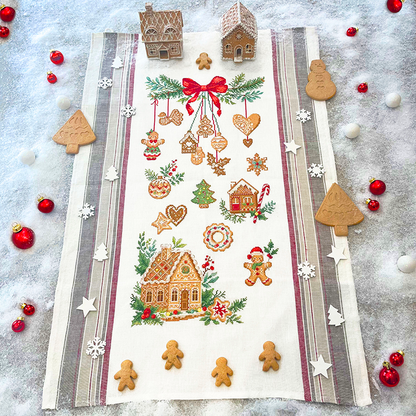 Gingerbread Linen Tea Towel