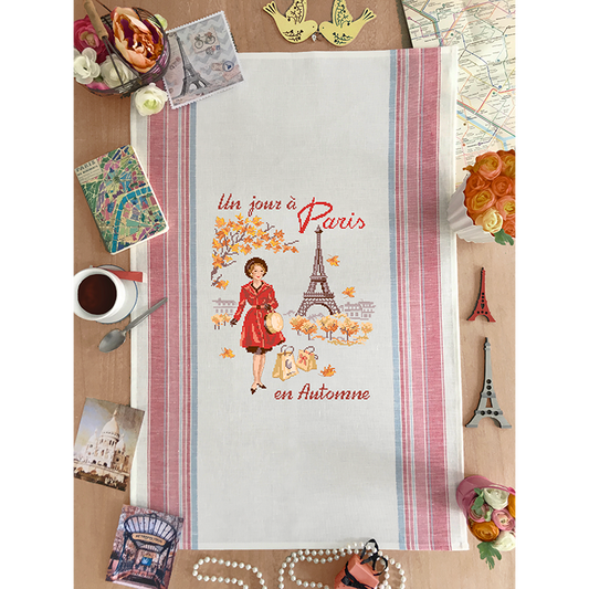 Autumn Day in Paris - Linen Tea Towel