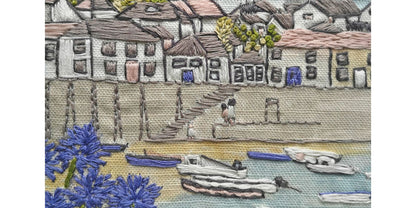 "Mousehole Harbor" Embroidery Panel