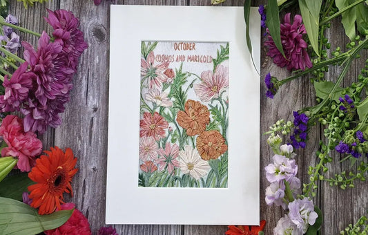 October - Cosmos and Marigold
