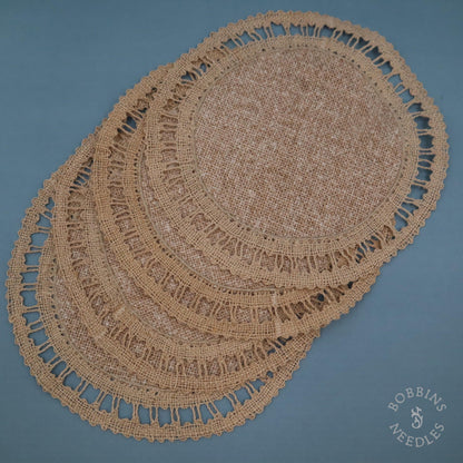 Round, Vintage Placemats with Handmade Lace Trim - Set of 4