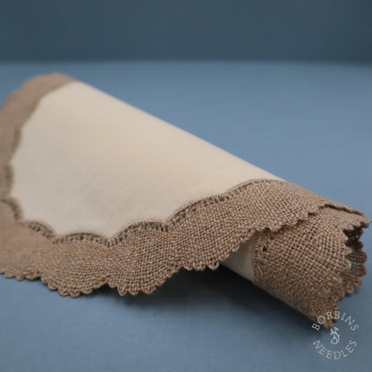 Oval Embroidery Linen with Handmade Lace Border