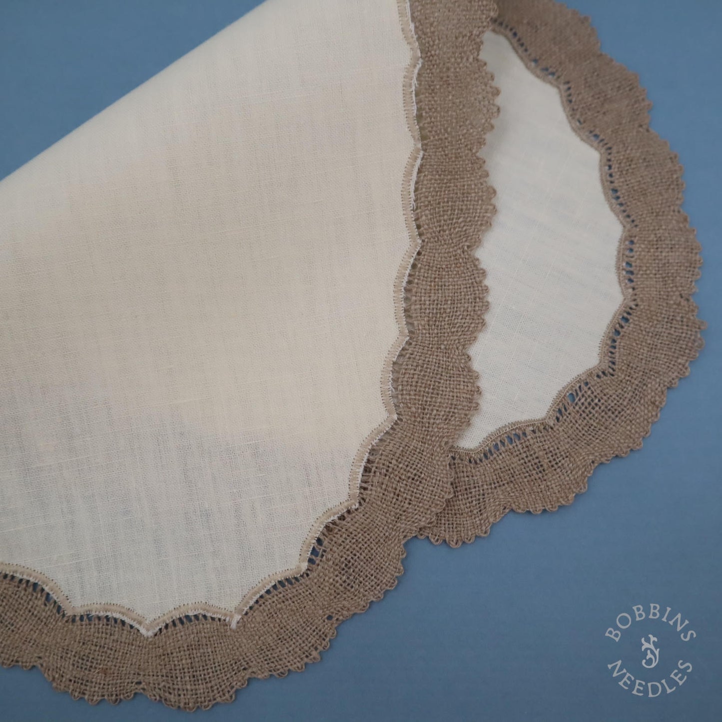 Oval Embroidery Linen with Handmade Lace Border