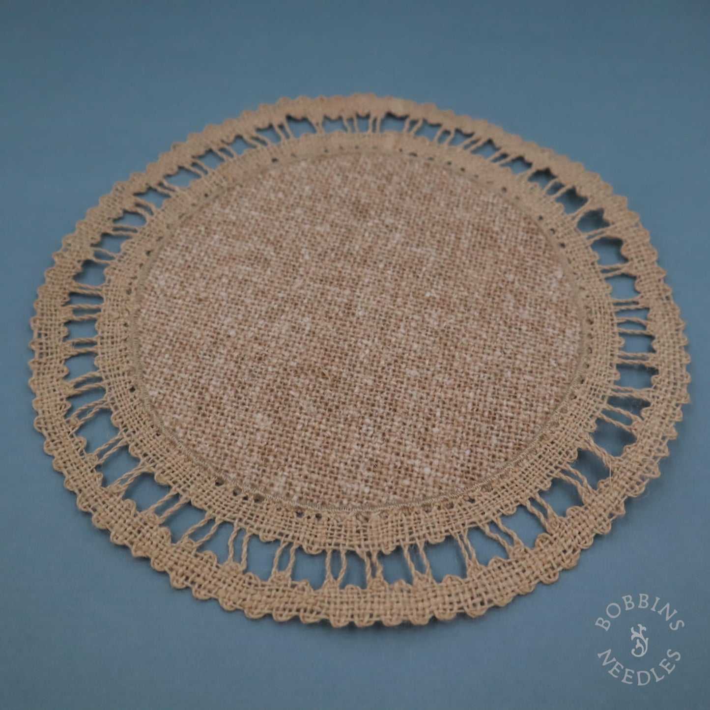 Round, Vintage Placemats with Handmade Lace Trim - Set of 4