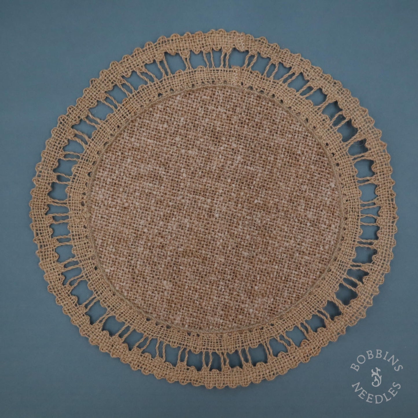 Round, Vintage Placemats with Handmade Lace Trim - Set of 4