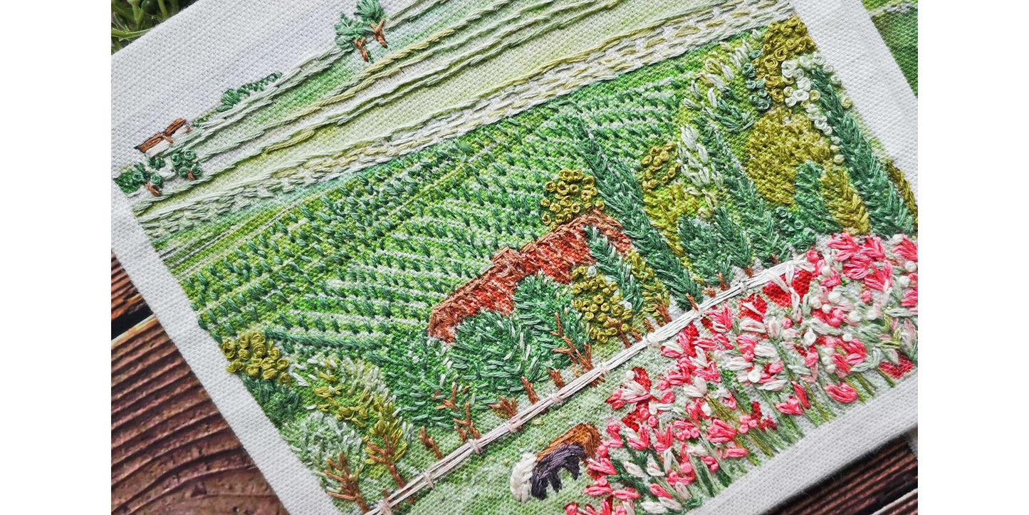 "Vineyard" Embroidery Panel