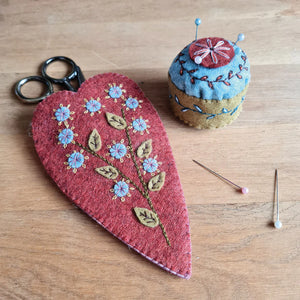 Embroidered Scissor Pouch and Mini Pin Cushion Kit