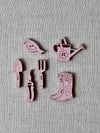 "Gardening" - Button Card - Pink