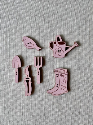 "Gardening" - Button Card - Pink